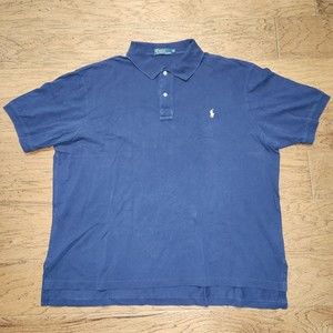 Polo Ralph Lauren Mens 2XB Navy Blue Casual Short Sleeve Polo Shirt Pony Cotton